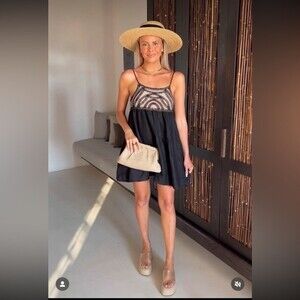 ZARA LINEN BLEND CROCHET DRESS